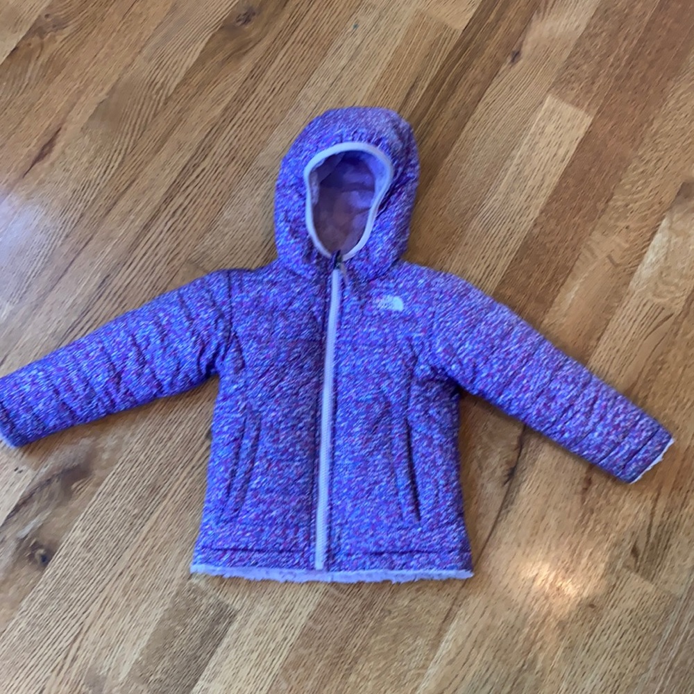 North Face toddler girls purple reversible winter coat sz 3